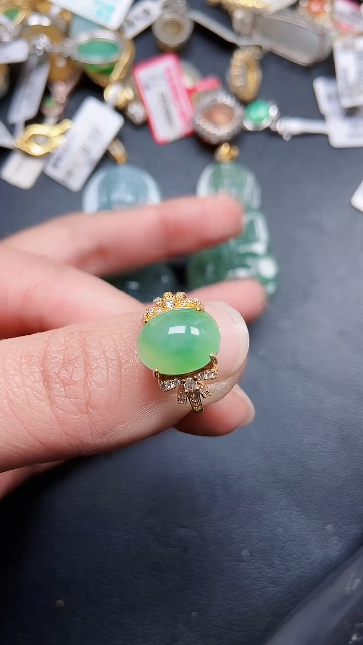 颈饰银S925镶嵌翡翠7632