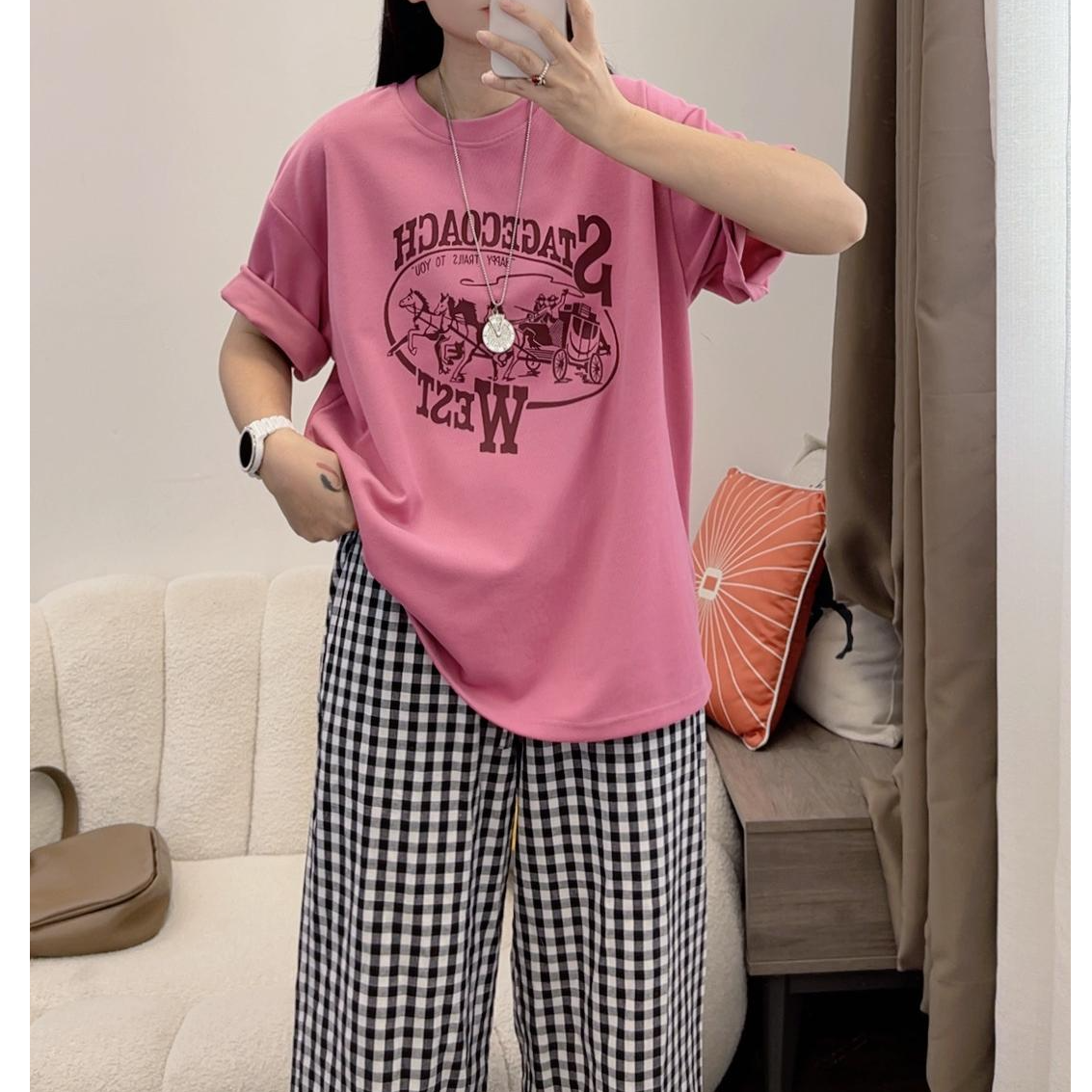 字母印花短袖t恤女2025夏季新款宽松休闲上衣DYY2853