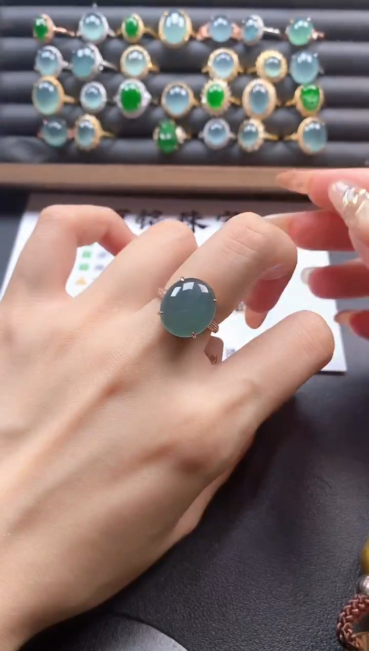 银S925镶嵌戒指翡翠51511