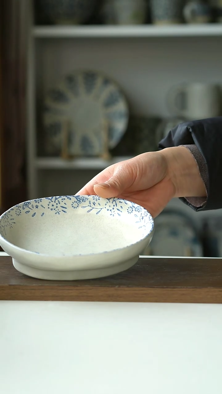 【闪购商品】陶瓷出英国繁花椭圆高足盘@4-2@