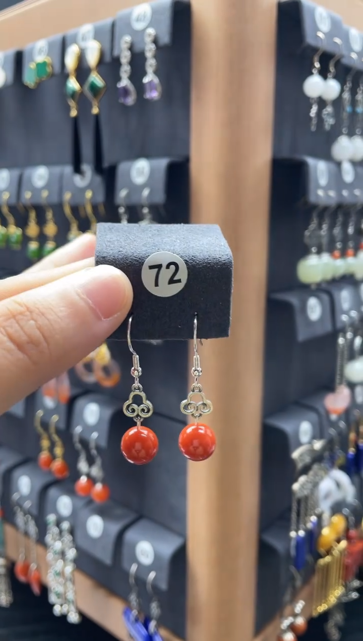 【闪购商品】南红玛瑙耳饰银S925镶嵌0072