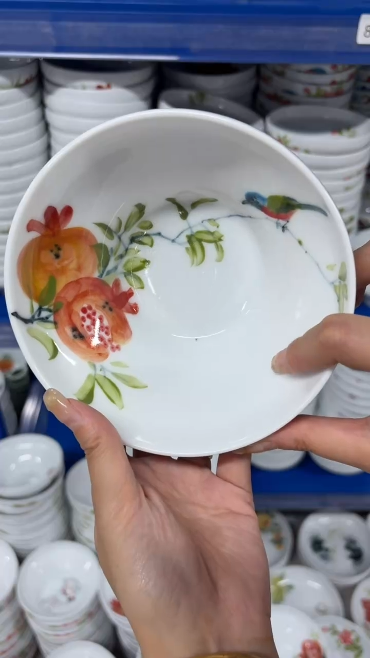瓷片景德镇高温陶瓷食品级手绘釉中彩-葫芦碗