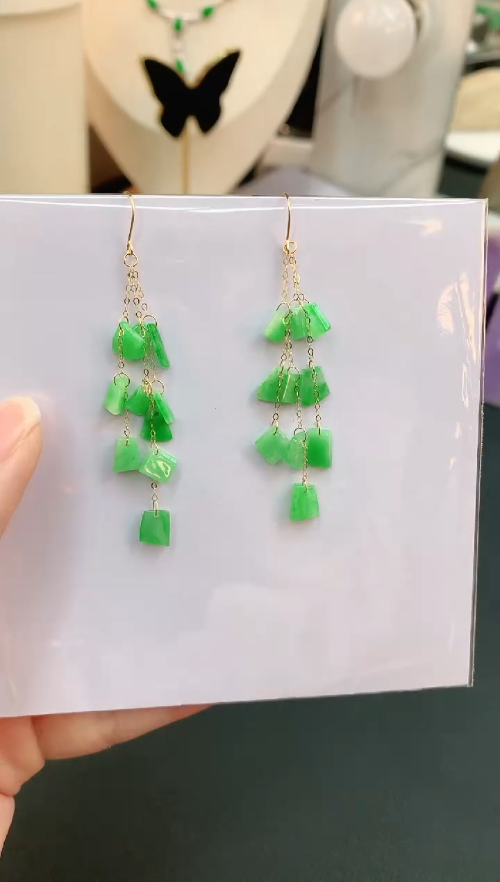 【闪购商品】翡翠耳饰18K金镶嵌 赠礼盒证书 小君