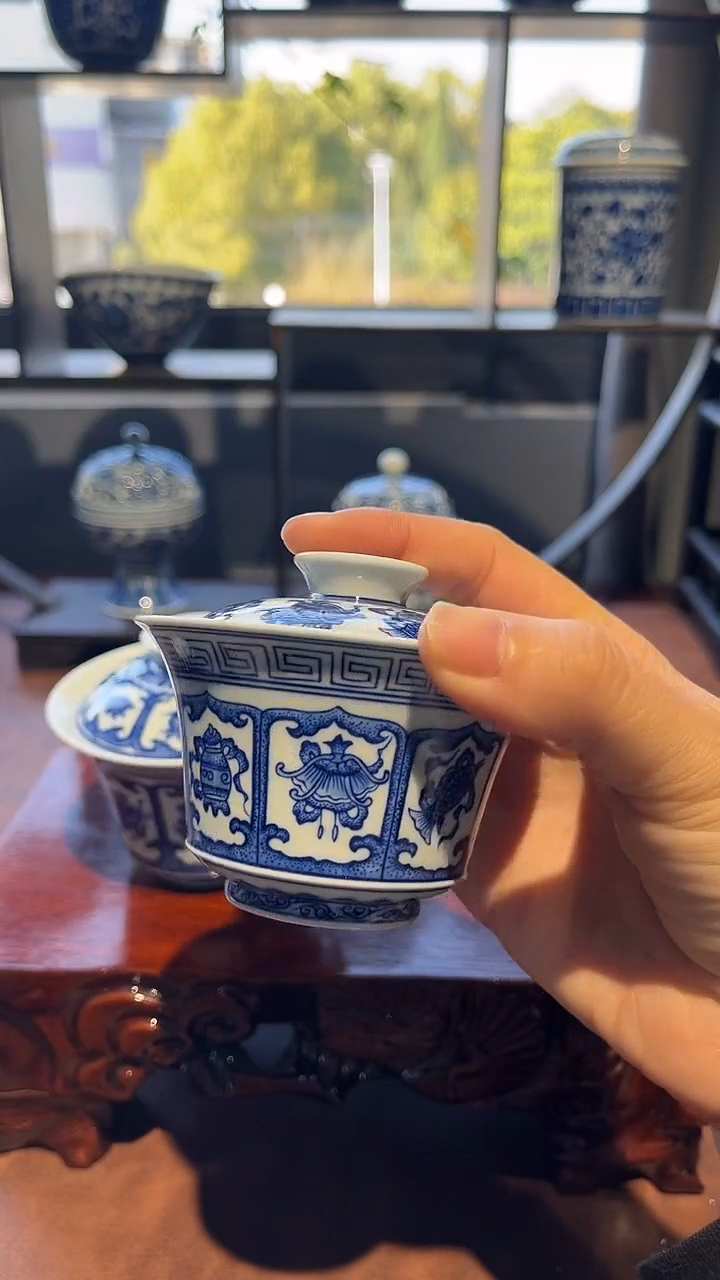 镹曰柴窑手工手绘青花120cc