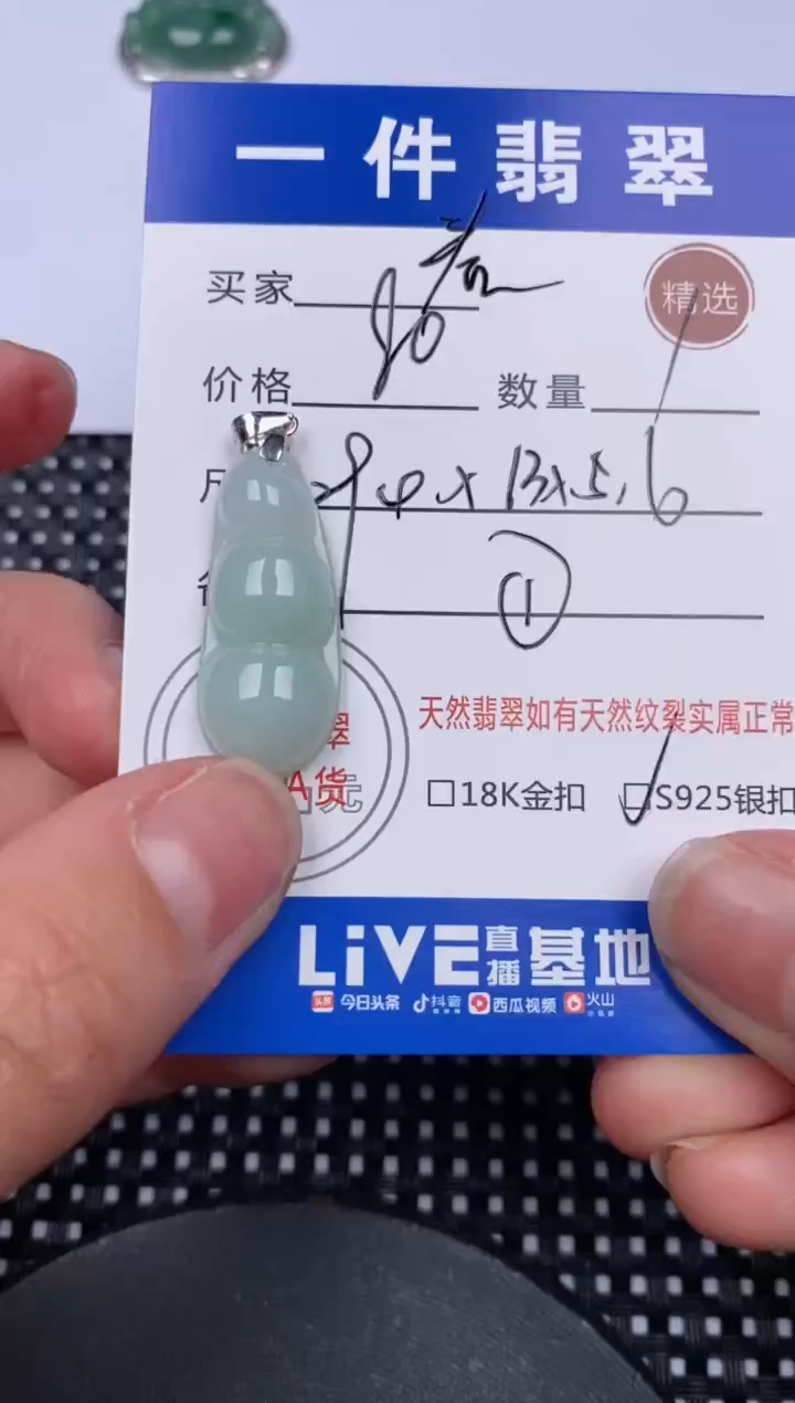 【闪购商品】翡翠颈饰银S925镶嵌挂件