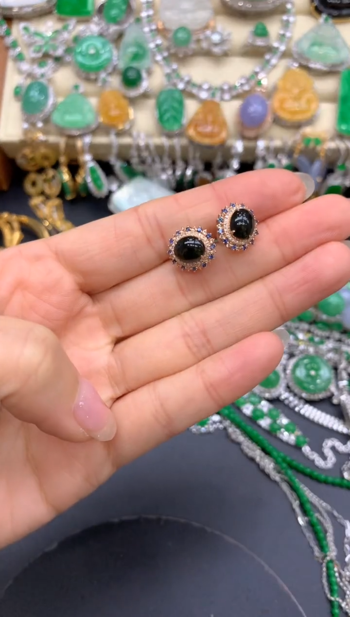 【闪购商品】翡翠耳饰18K金镶嵌356-中国好珍宝