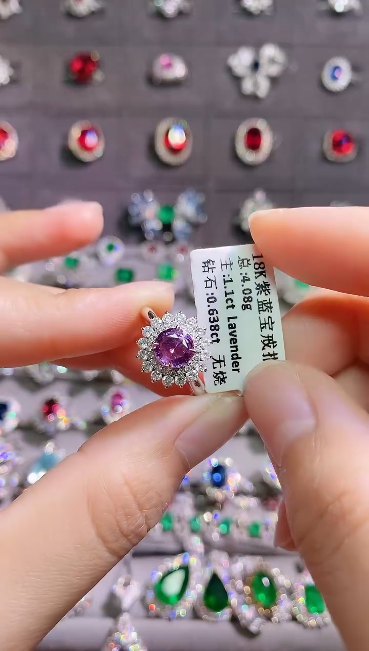 【闪购商品】彩色蓝宝石18K金戒指18K金镶嵌--