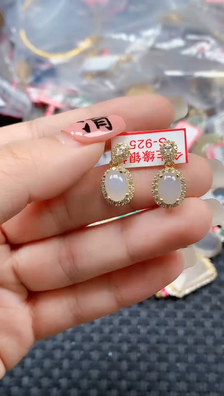 银S925镶嵌戒指翡翠天然A货缅甸翡翠