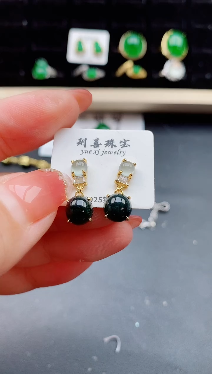 【闪购商品】翡翠耳饰银S925镶嵌121212