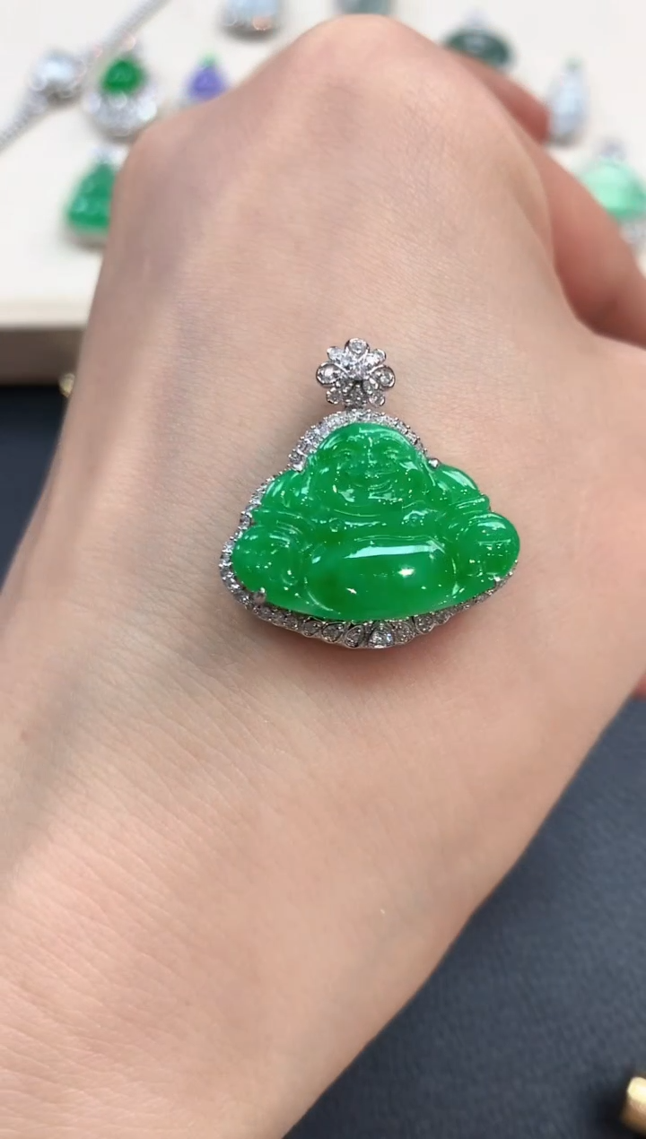 【闪购商品】翡翠吊坠(不含链)18K金镶嵌b94       