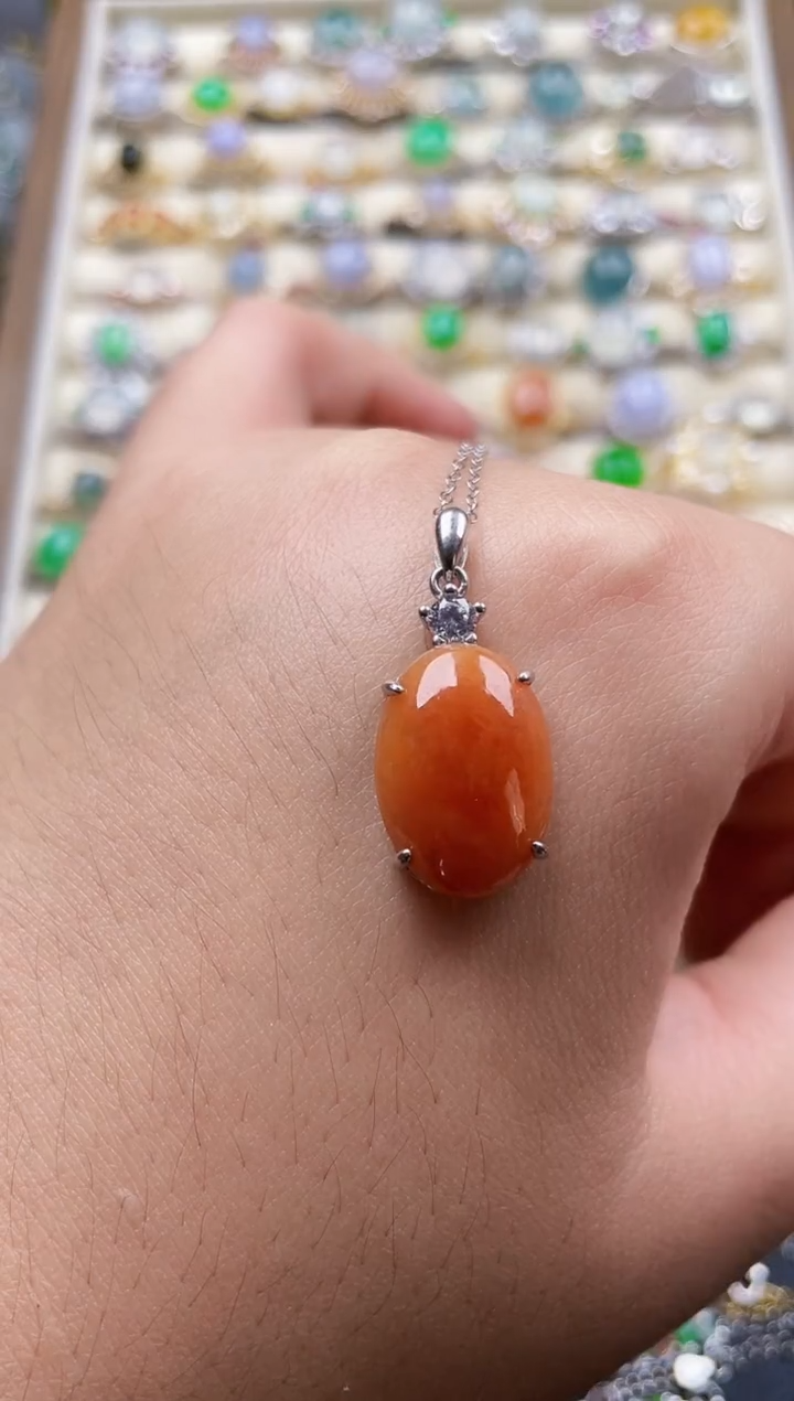 颈饰银S925镶嵌翡翠164