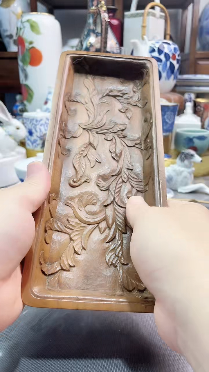 瓷片日产手刻实木盘