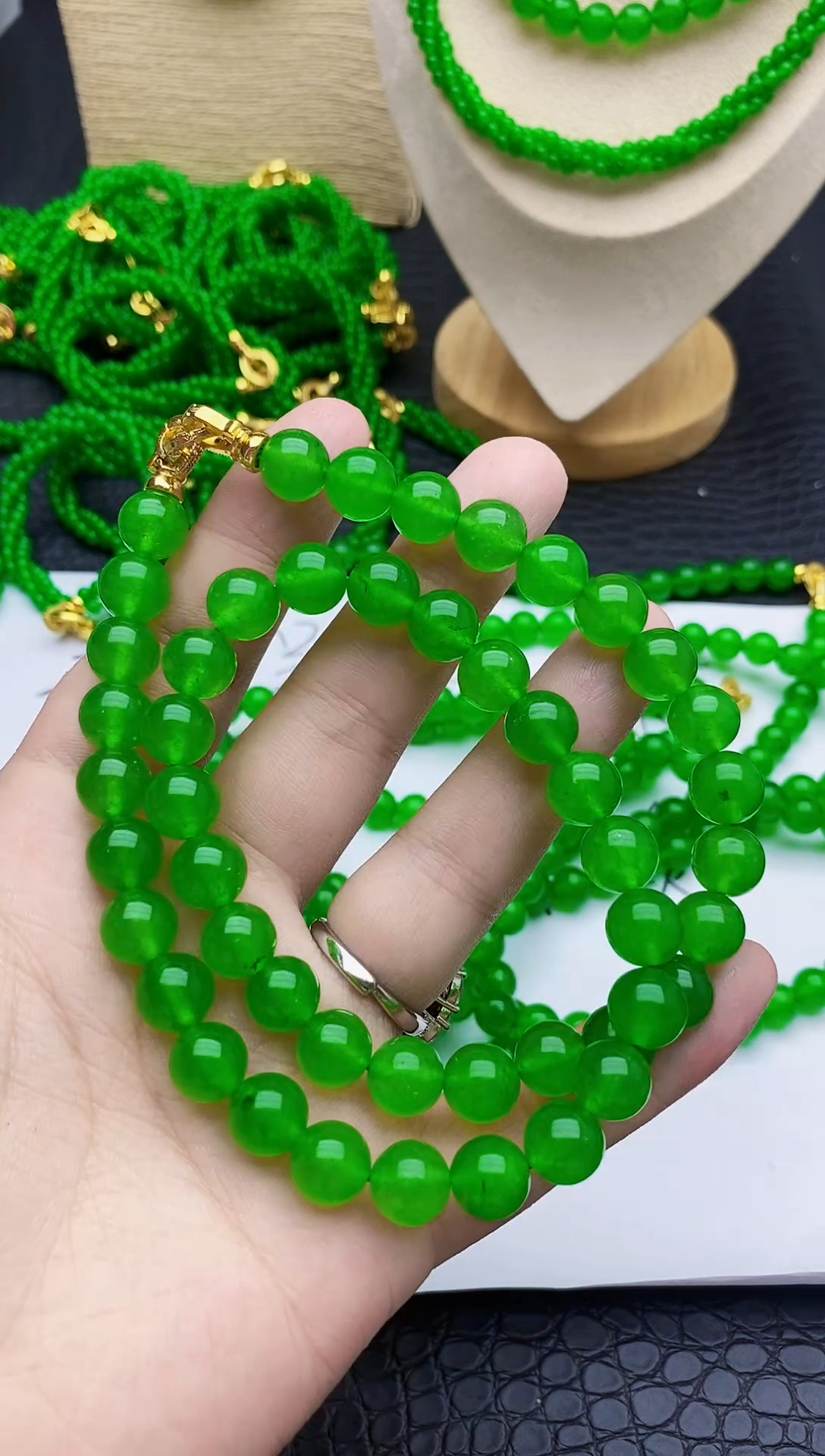 翡翠未镶嵌项链高透项链卡10