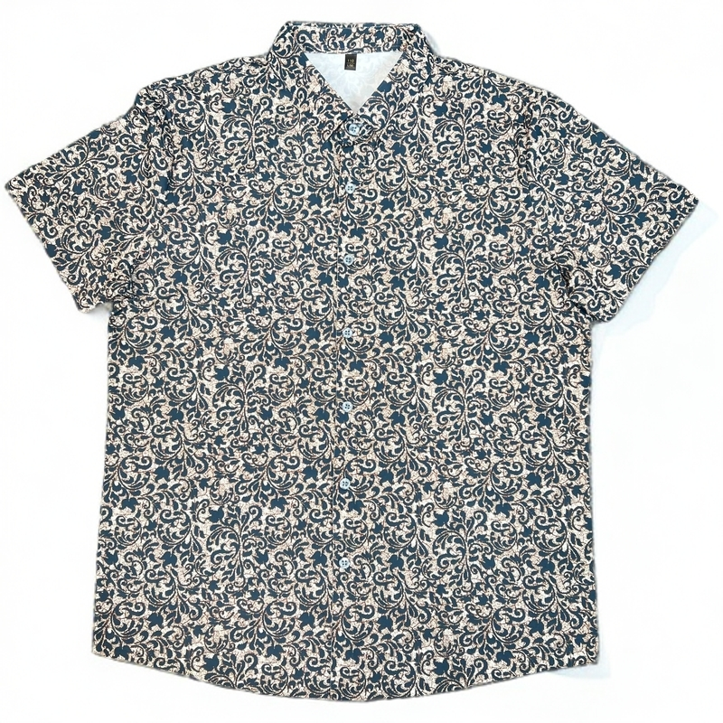 2025年新款男士短袖冰丝感休闲印花韩式百搭上衣7819