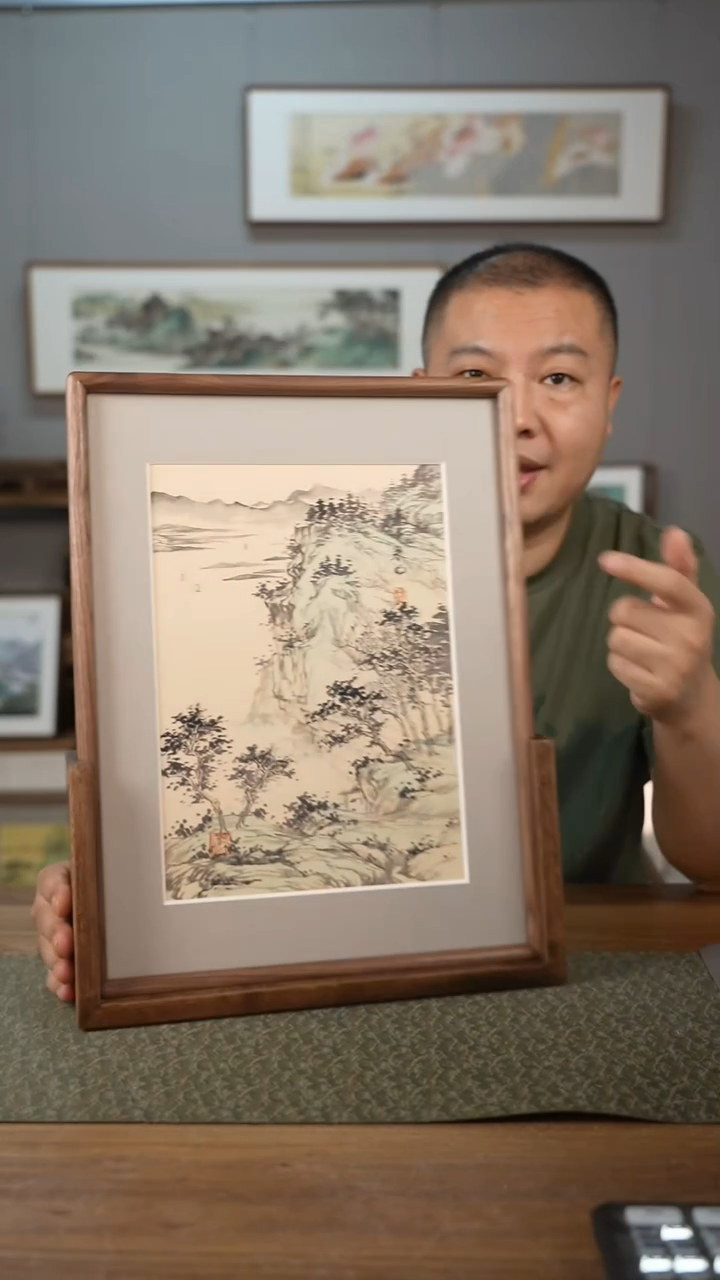 书法屏风尺寸31*41，整体带底座，北美黑胡桃材质