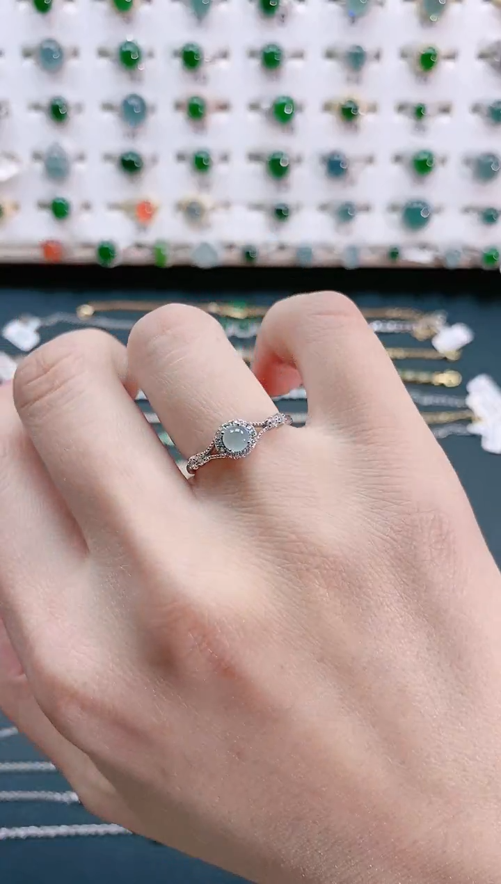 【闪购商品】翡翠戒指银S925镶嵌天然翡翠