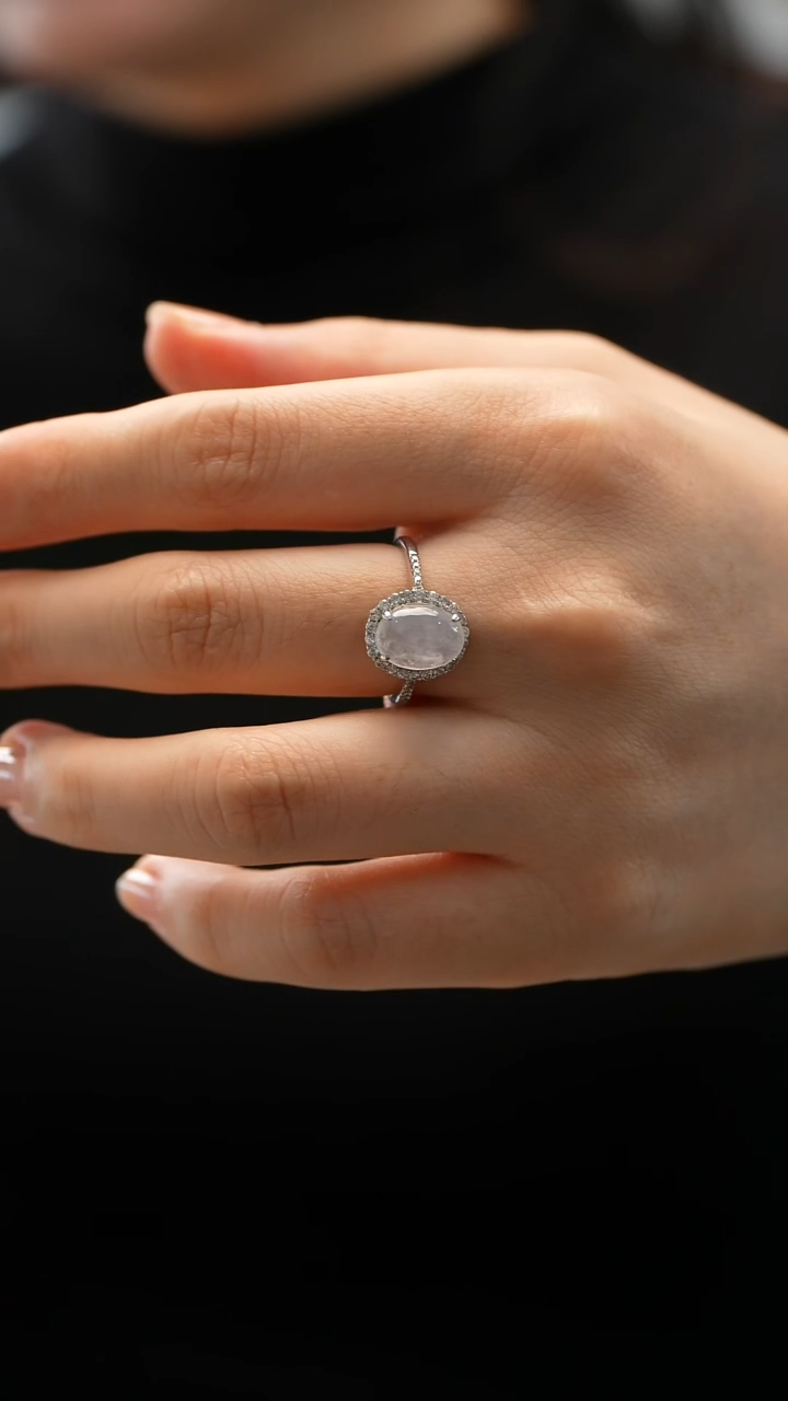 银S925镶嵌戒指翡翠蛋面戒指