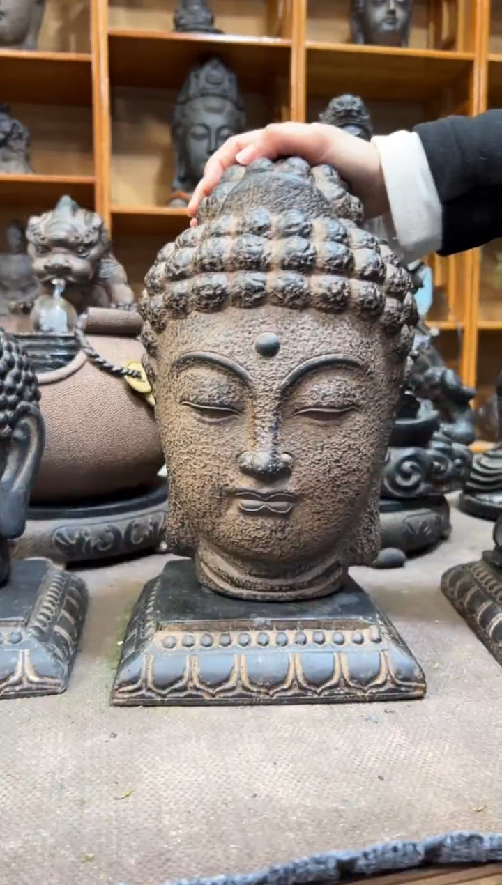 陶土【火山泥】大佛首+莲花底座