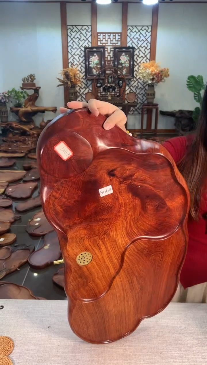 【闪购商品】大果紫檀（缅甸花梨）茶盘8664