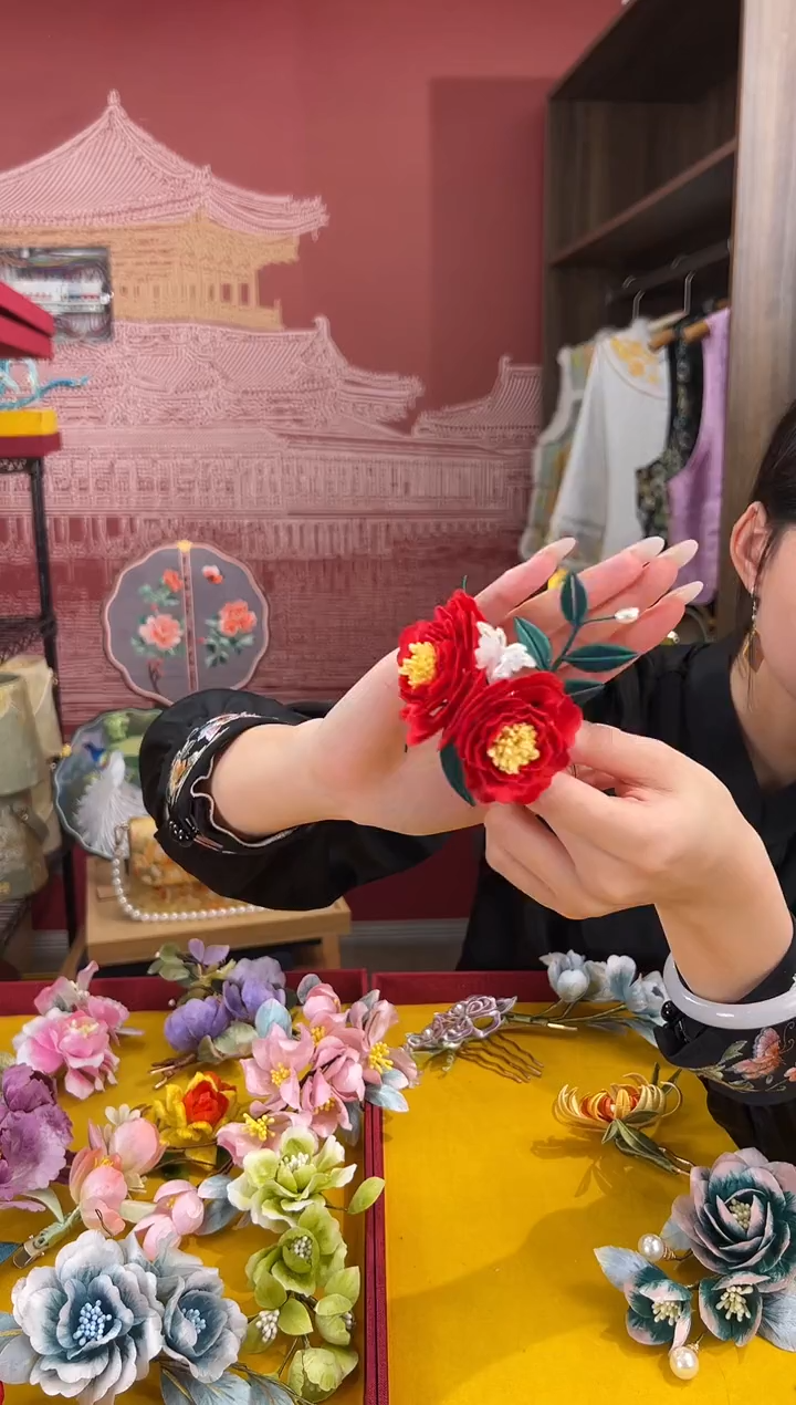 【闪购商品】刺绣非遗绒花（发饰）