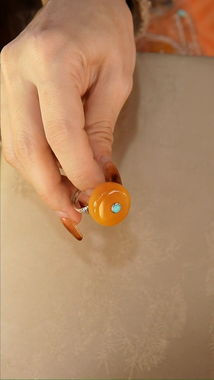 【闪购商品】琥珀戒指银S925镶嵌戒指