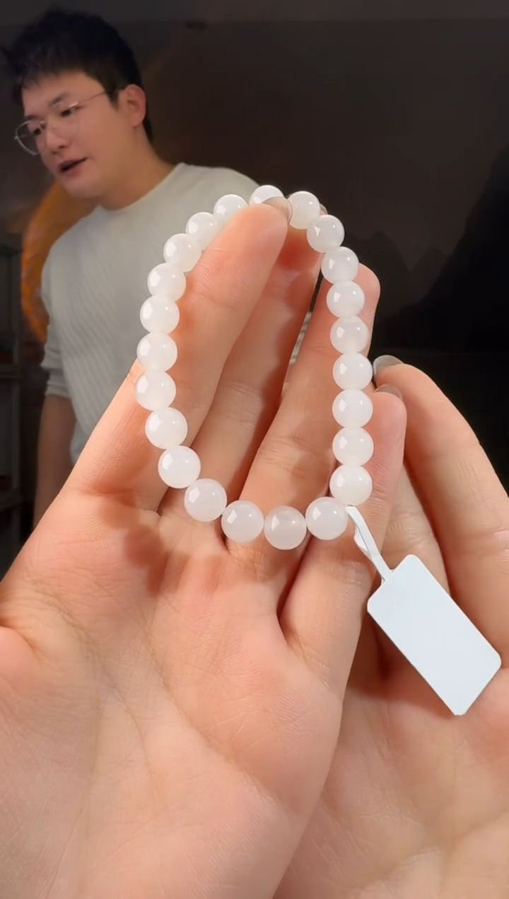 未镶嵌手串和田玉白玉手串 8mm