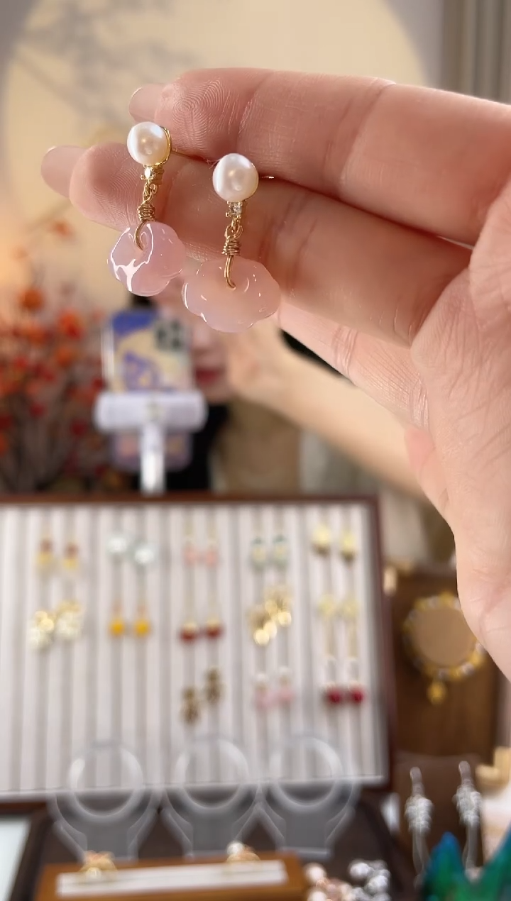 铜合金925银无3-4 祥云耳钉