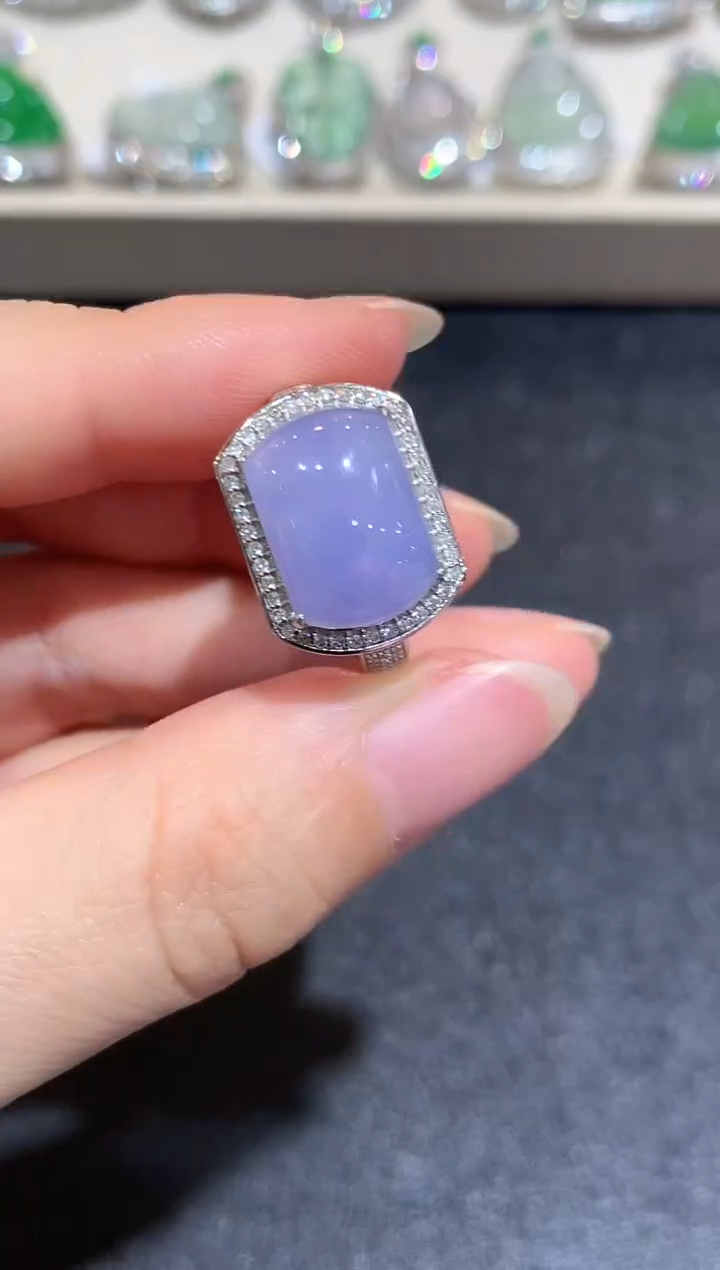 【闪购商品】翡翠戒指18K金镶嵌C101   紫货有色差