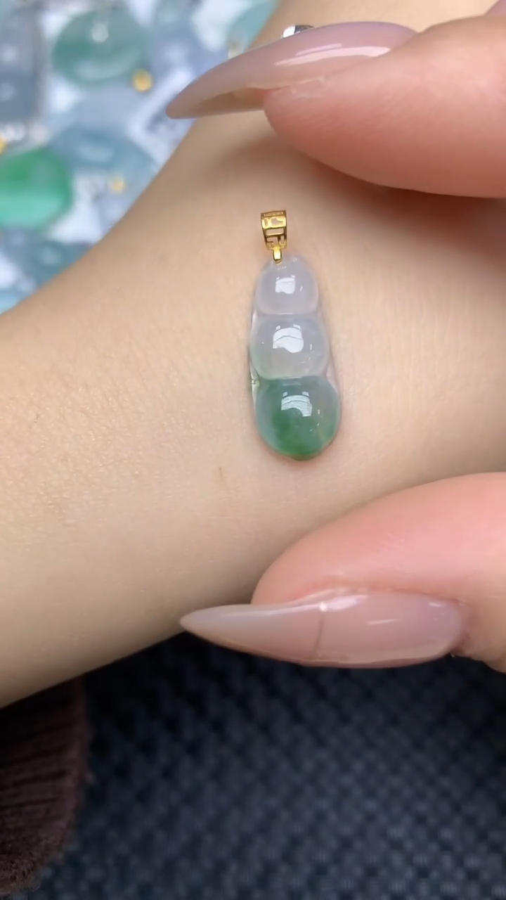颈饰18K金镶嵌翡翠天然缅甸翡翠a货百元以上9元证书费自理
