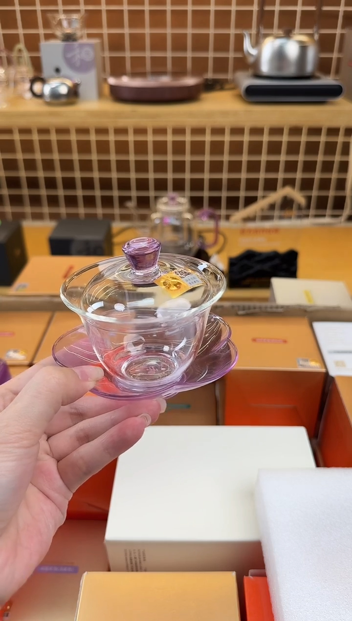 @@禾器晶彩咏荷盖碗浅紫