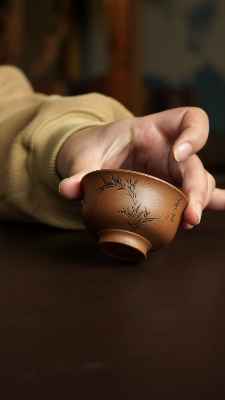 茶杯紫砂45号  李建军老师桂花砂竹杯