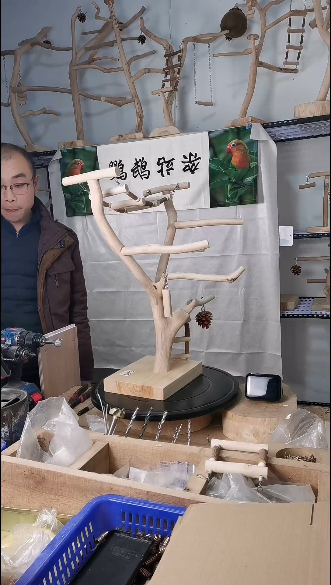 陆**头鹦鹉站枝站架编号359