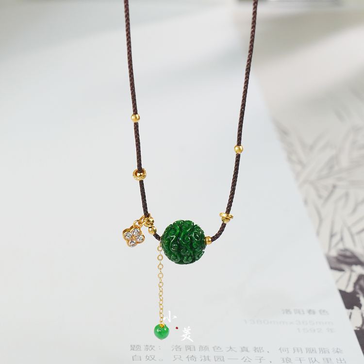 18K金翡翠干青花球项链（多样性发货）G80687