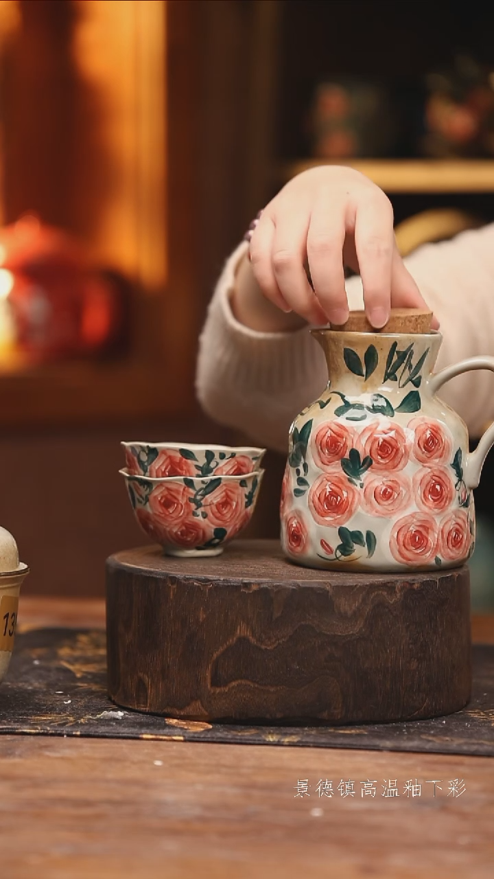 陶瓷景德镇高温釉下手绘陶瓷@L508@