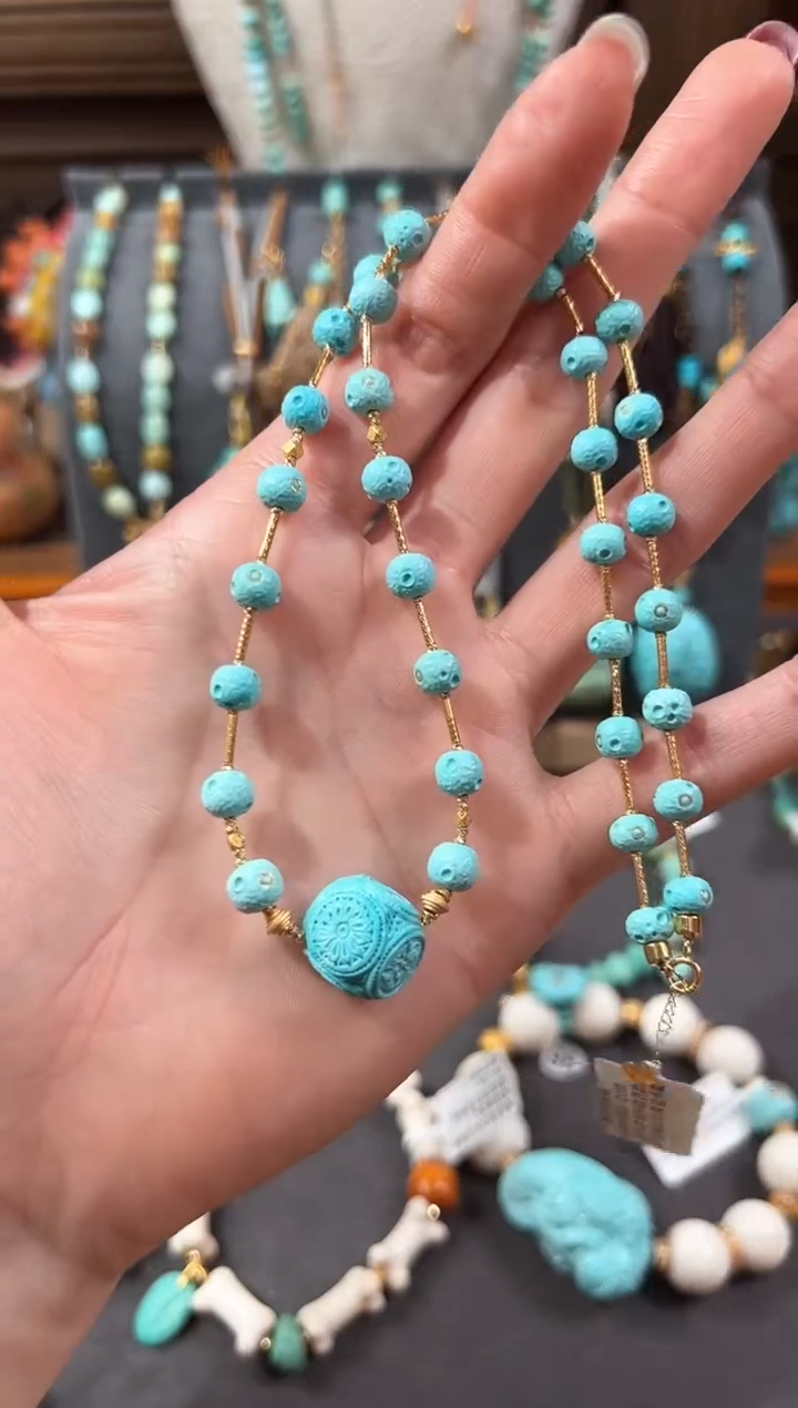 【闪购商品】绿松石颈饰18K金镶嵌绿松石项链