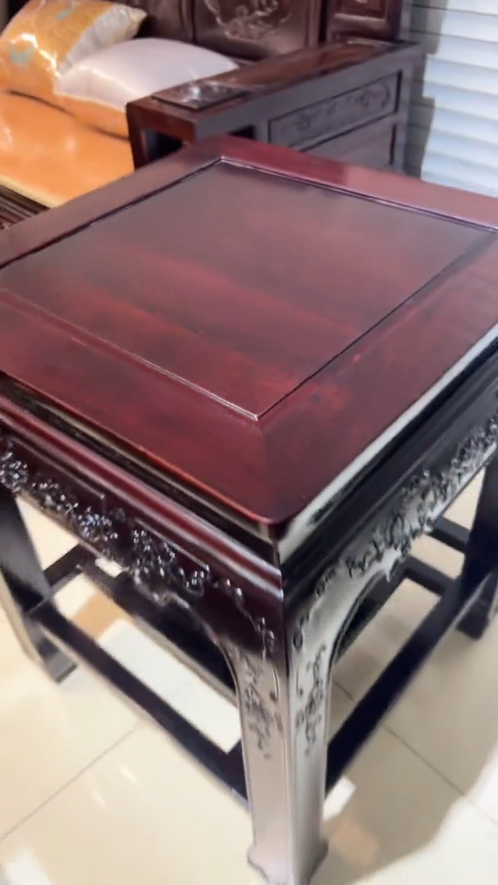 黑酸枝木类端景台尚****料福利款东非酸枝微瑕角几一对