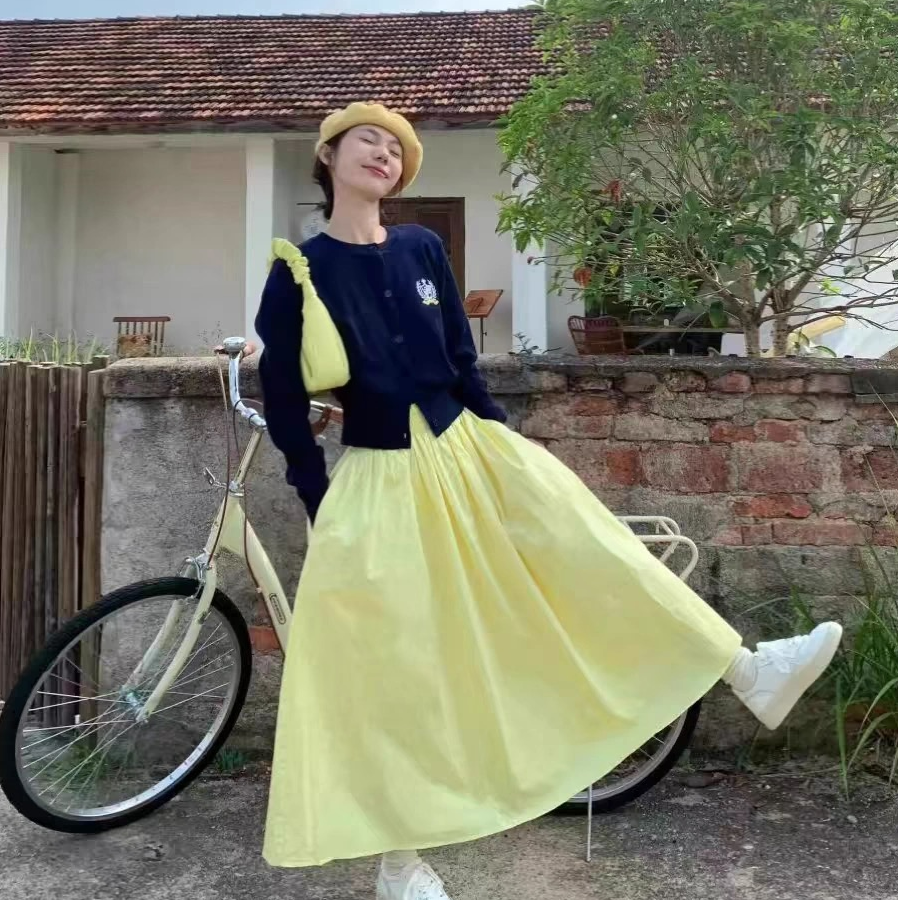 半身裙2025春夏新款高腰A字显瘦百搭伞裙长裙