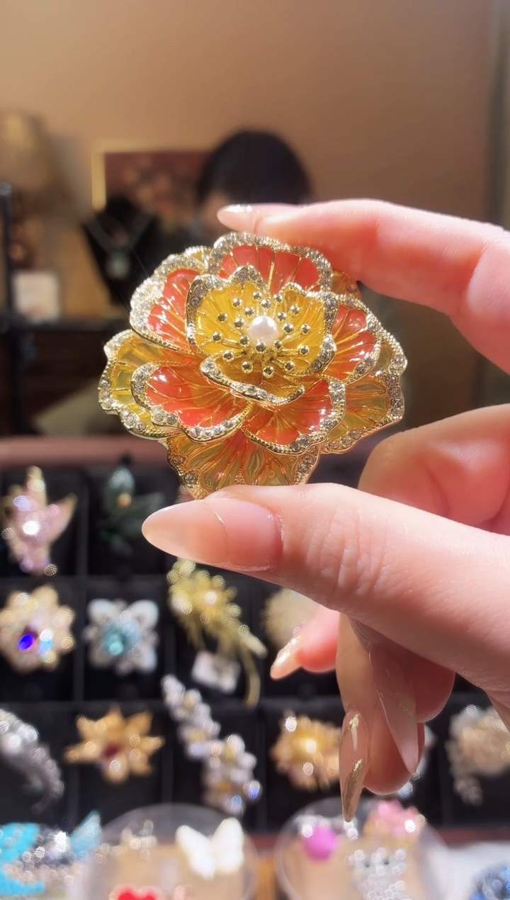 合成立方氧化锆铜合金牡丹花