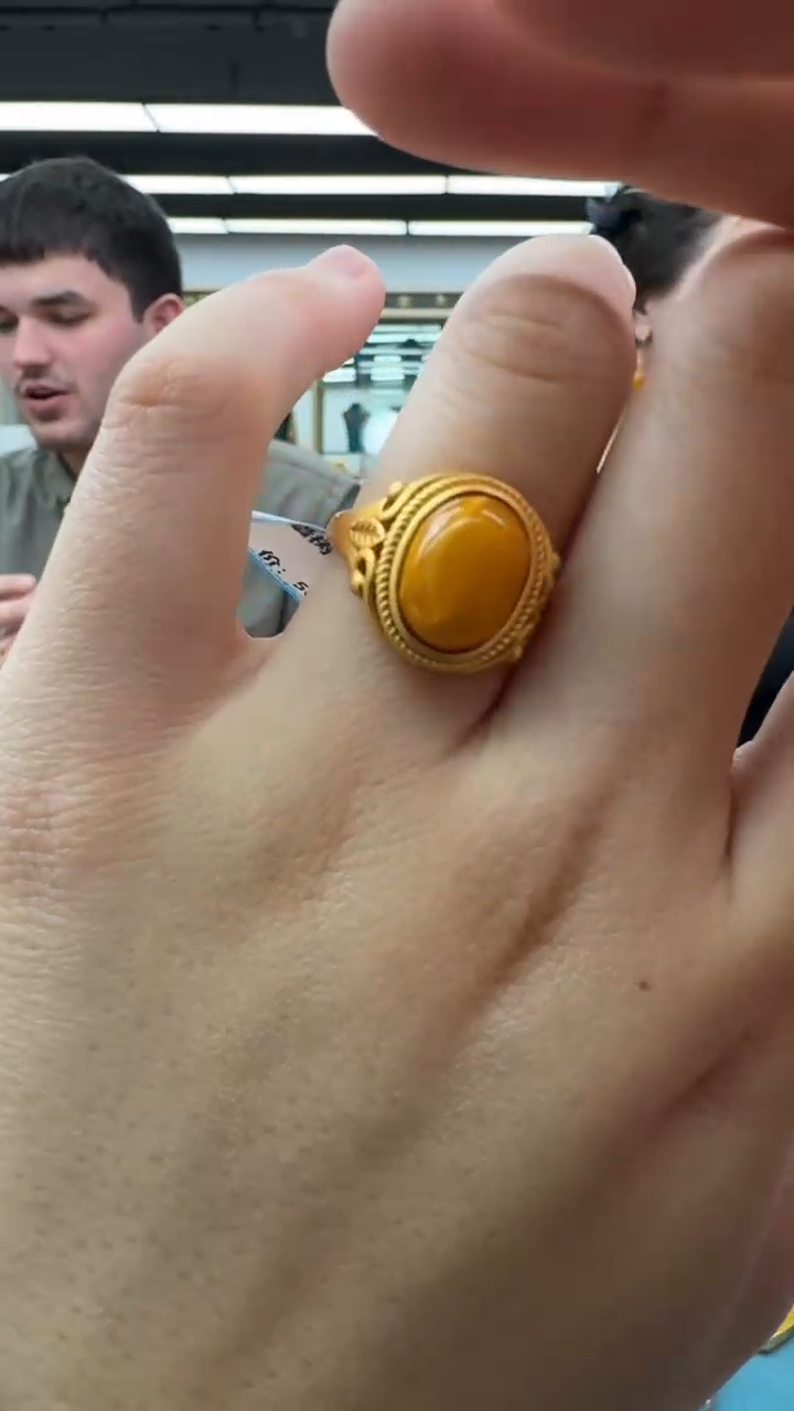 【闪购商品】琥珀戒指银S925镶嵌21秒拍号