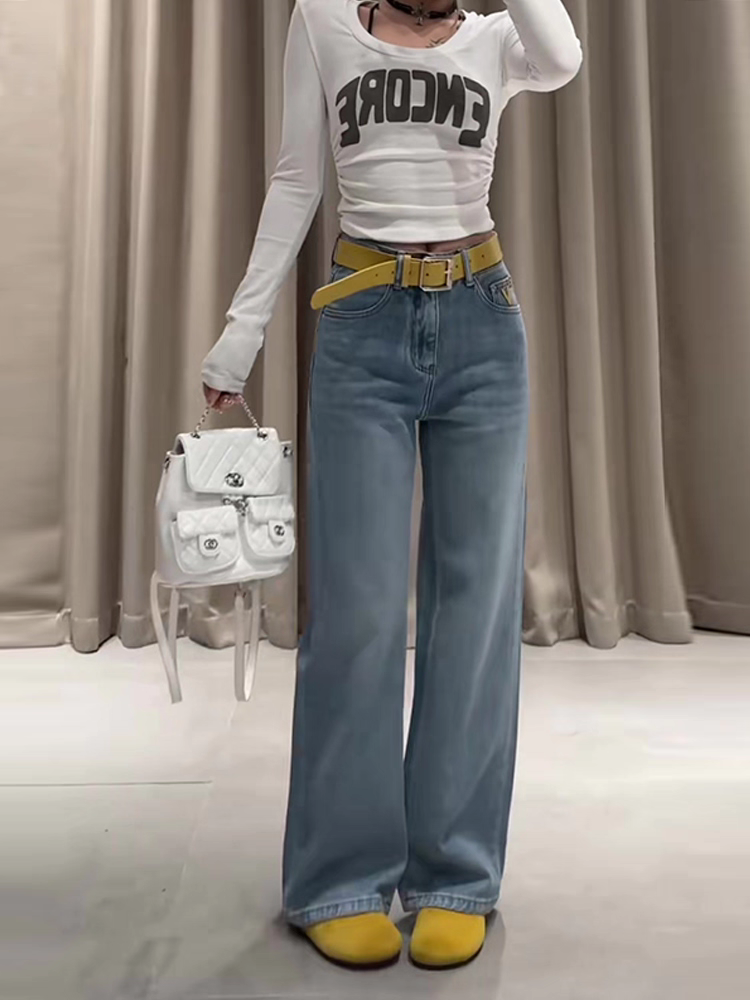 668-1209/28892 /1116 不含腰带时尚休闲直筒加绒牛仔裤