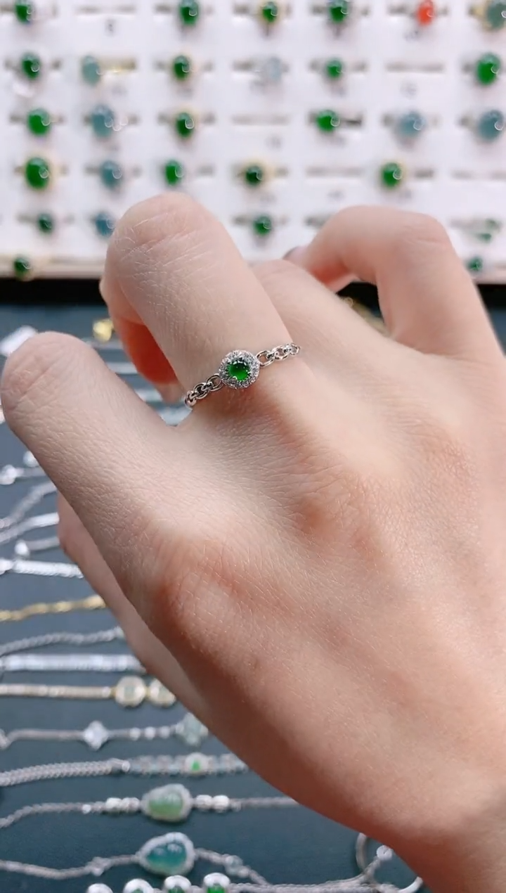 【闪购商品】翡翠戒指银S925镶嵌天然翡翠