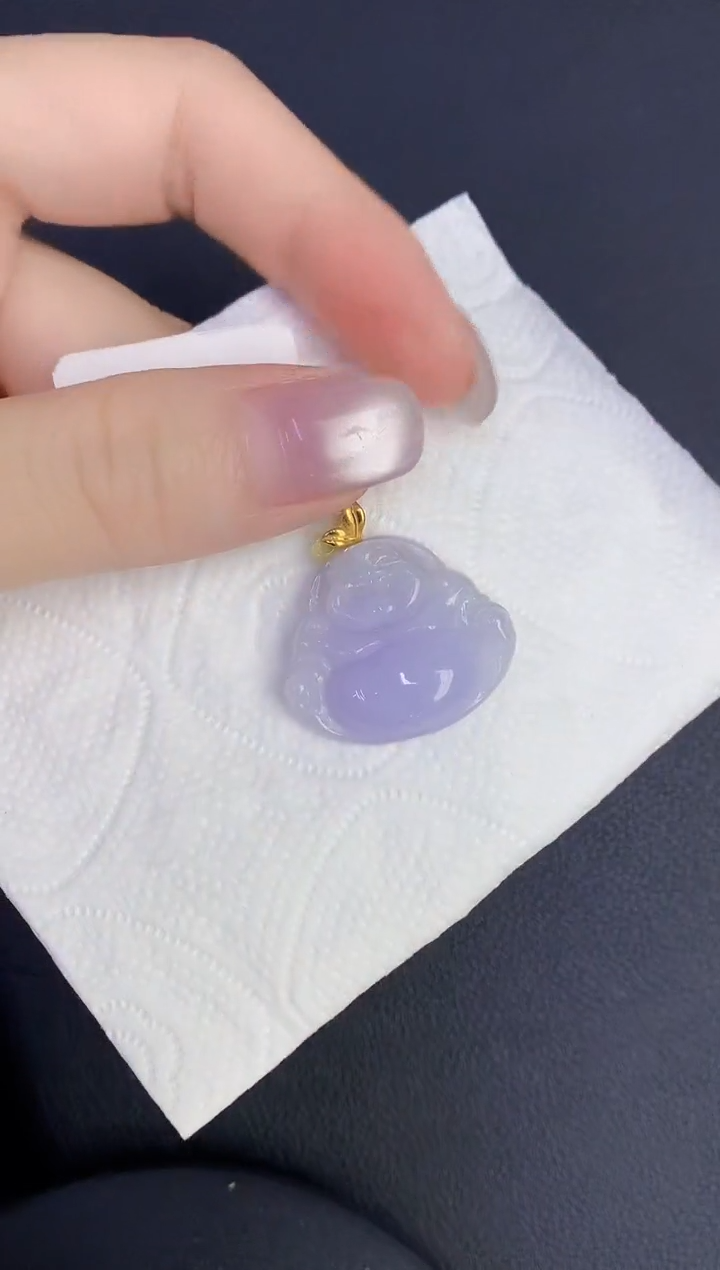 颈饰18K金镶嵌翡翠缅甸天然翡翠A货