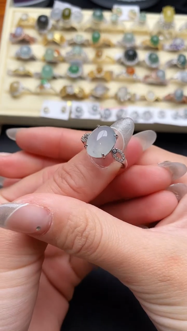 【闪购商品】翡翠戒指银S925镶嵌4444444+1