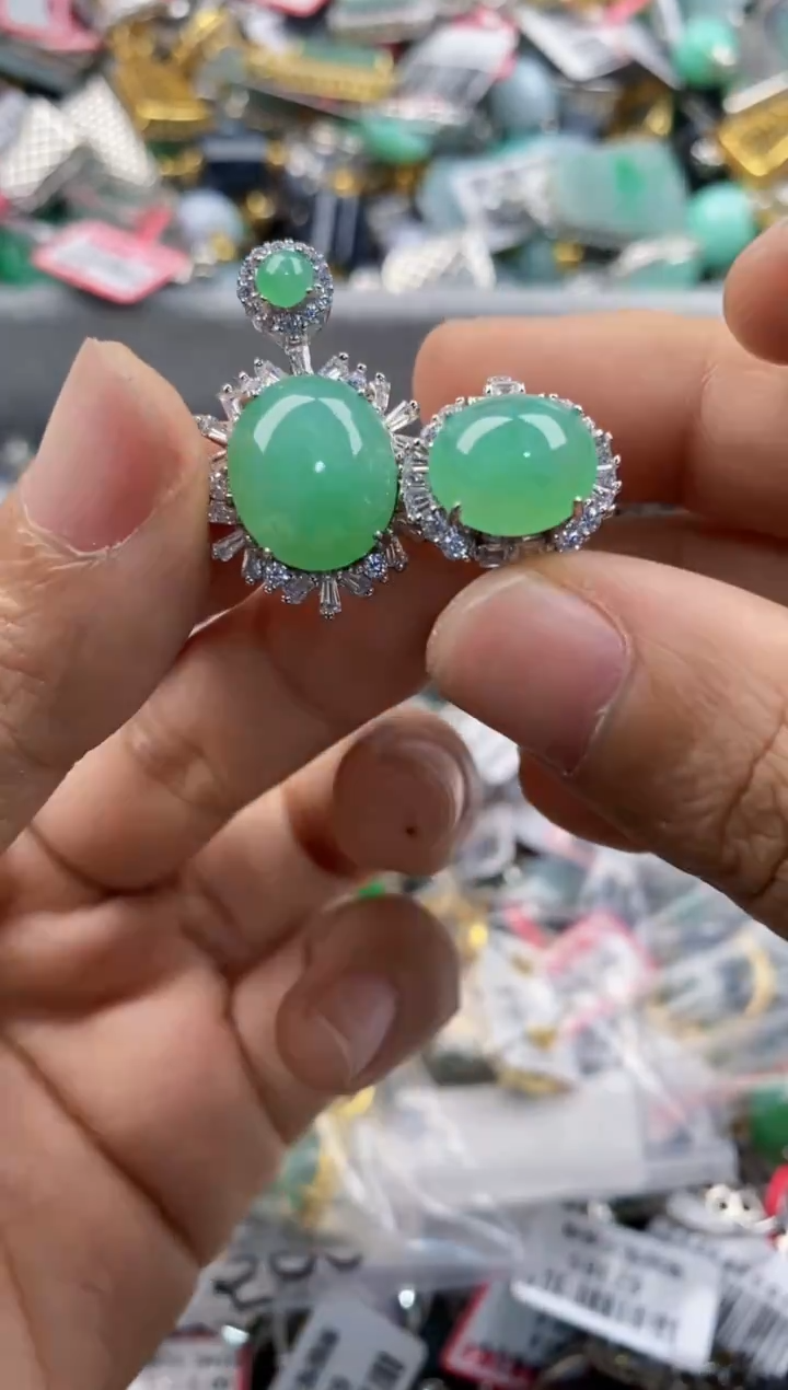 银S925镶嵌戒指翡翠444   2