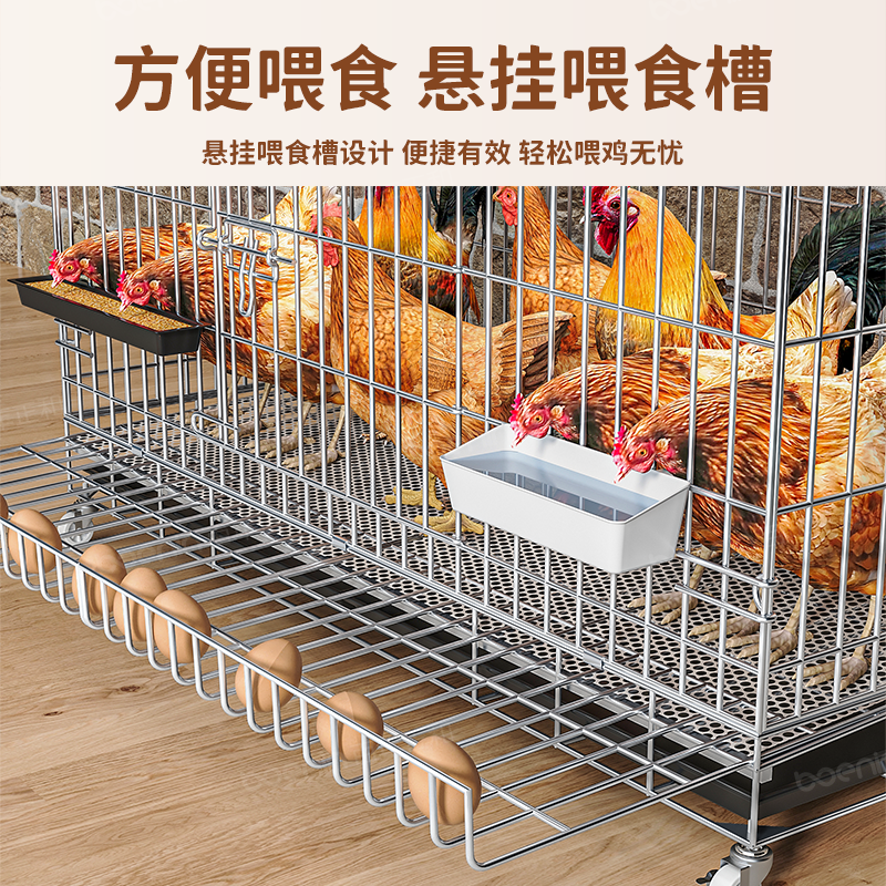 鸡笼子家用室外特大号防雨家用室内农村折叠自动清粪铁丝网养殖笼