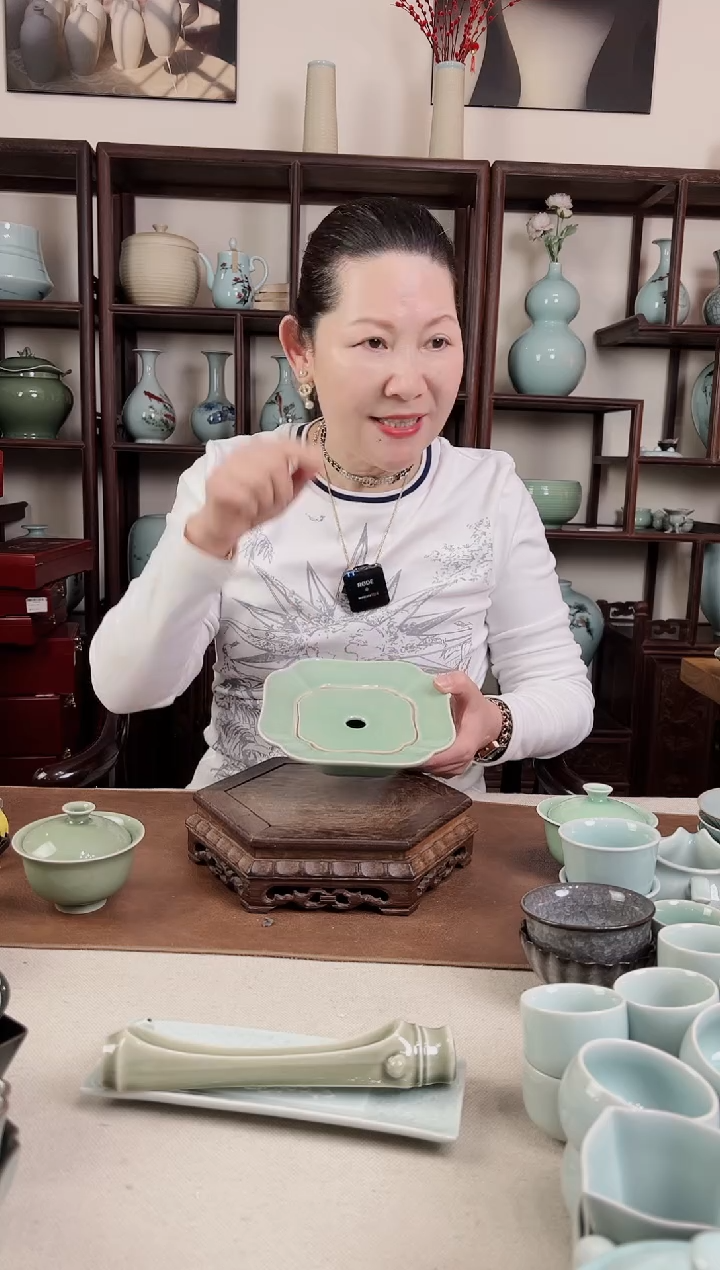 【闪购商品】杯青瓷 梅青 四方 壶承