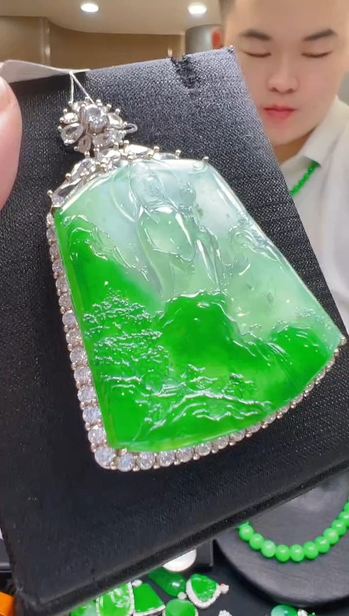 吊坠(不含链)银S925镶嵌翡翠天然翡翠A货多样性发其一