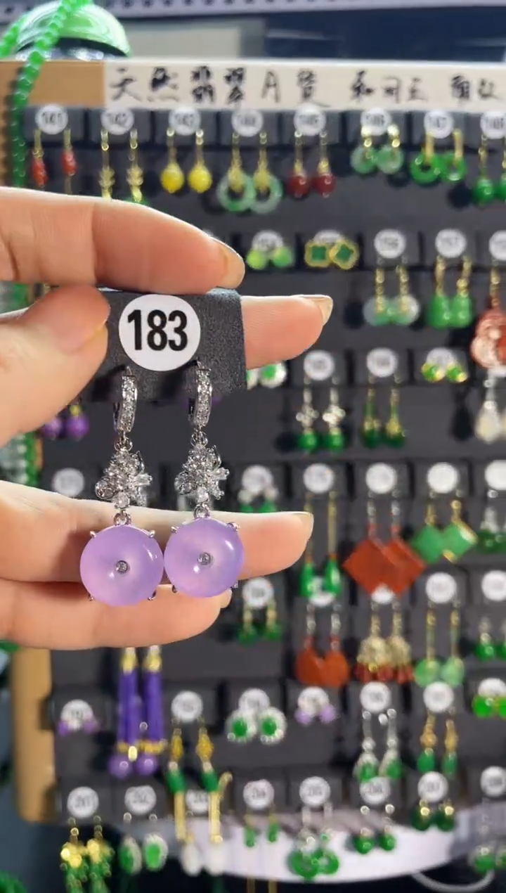 【闪购商品】翡翠耳饰银S925镶嵌183...