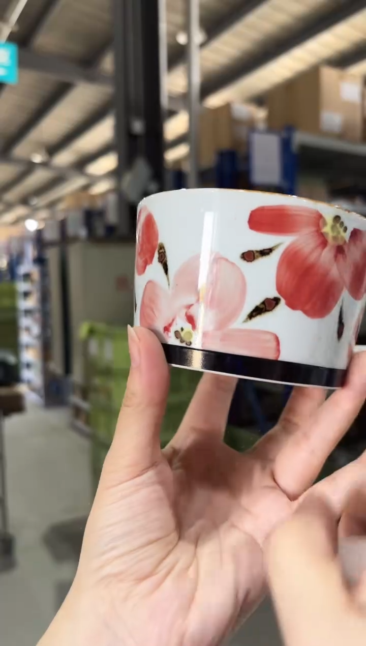 瓷花々 スープマグ（赤）