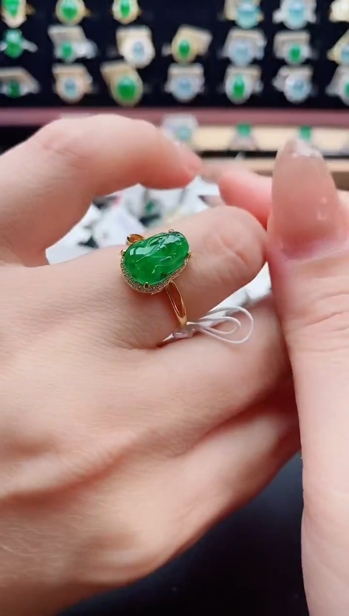 银S925镶嵌戒指翡翠1